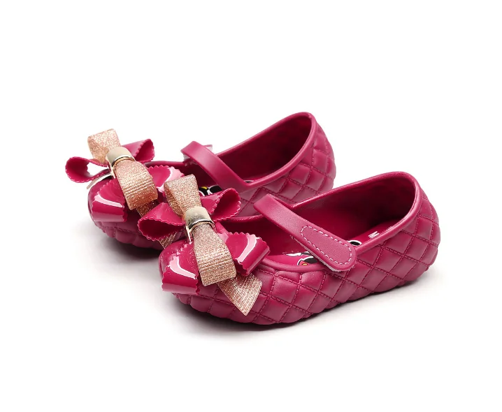 
2019 check pattern mickey bow knot jelly shoes for kids 