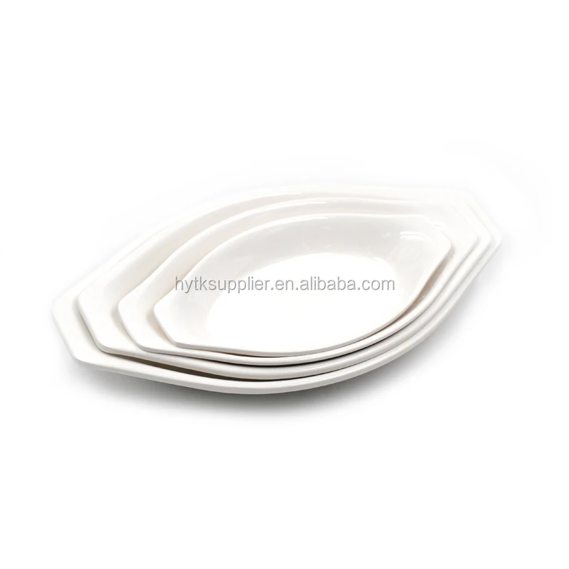 White melamine dinner plates oval dish for restaurant and hotel