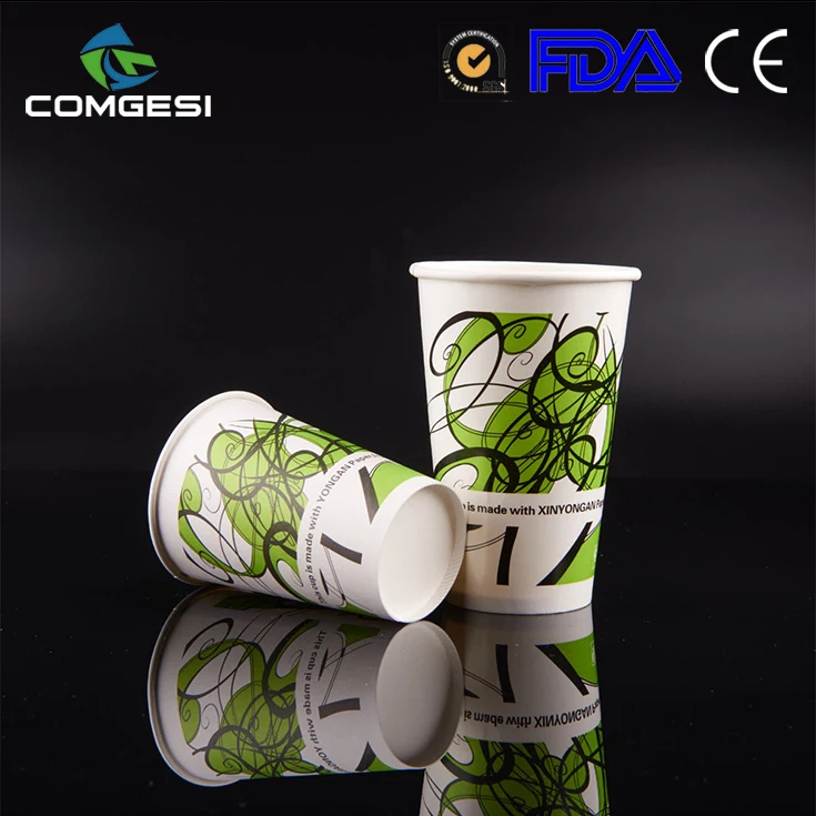 
Customer Logo Accepted 8oz/12oz/16oz/20oz Disposable Hot Drink Coffee Paper Cup With Flat Lid 
