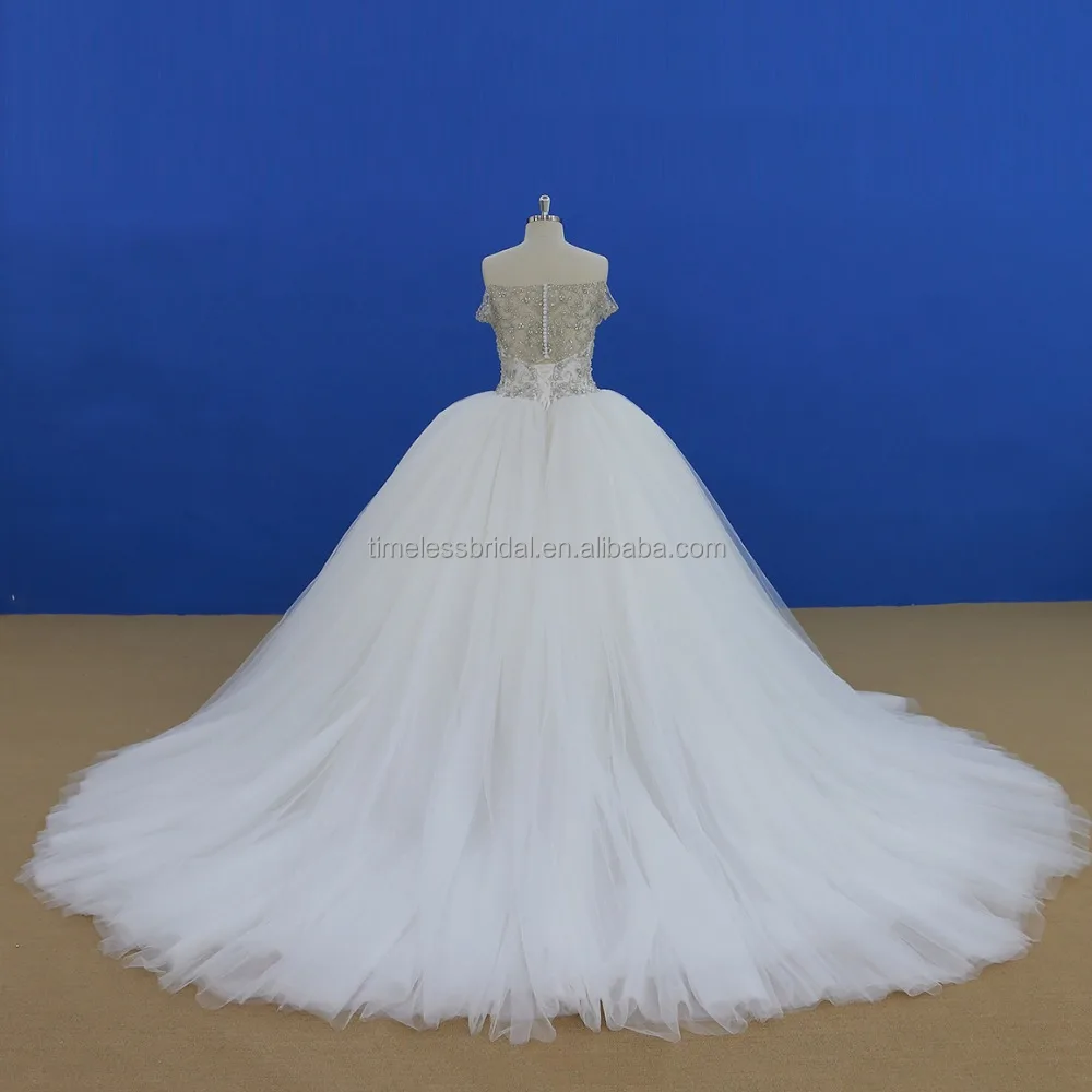 New arrival off shoulder heavy beaded embroidery corset ball gown wedding dress factory direct
