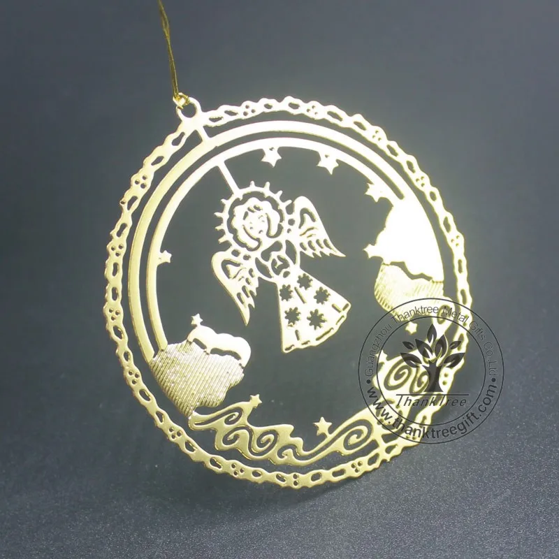 unique flat etched ornament with angel silhouette for Christmas tree ornament