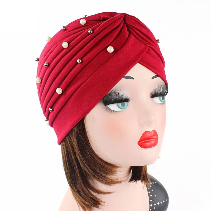New Fashion Starry Sky Beaded Stretchable Turban Hat Head Cover Headband (62183695500)