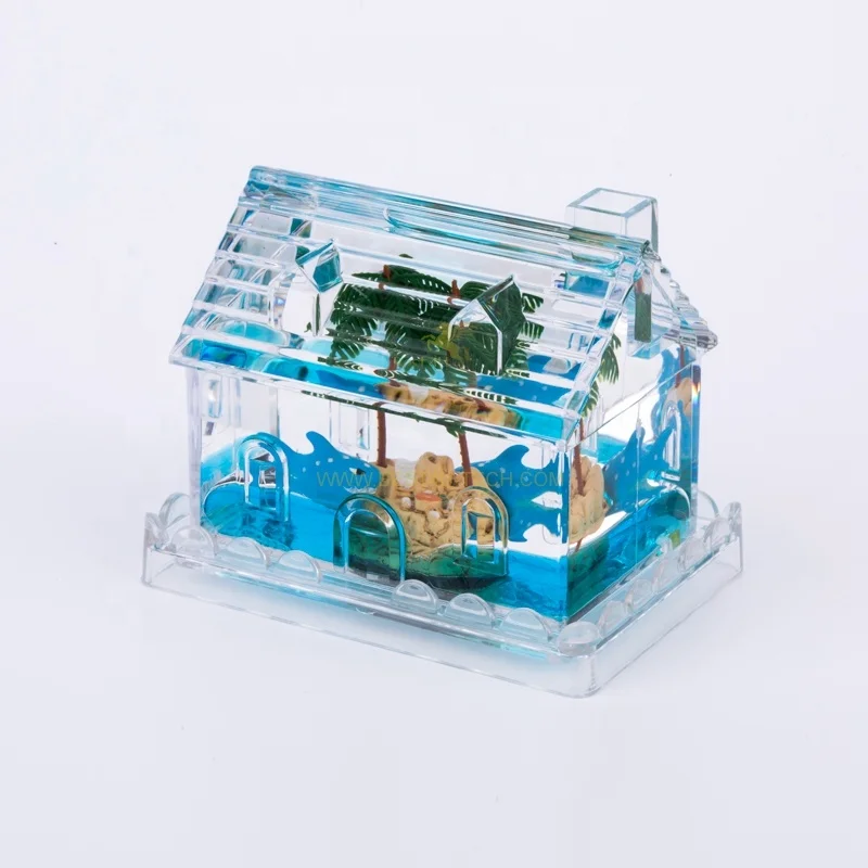Decoration Gift House Shape Desk Organizer Liquid Filled Paperweight