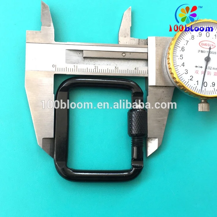 
Factory directly wholesale 5cm aluminum flat square lock carabiner as bag hook 