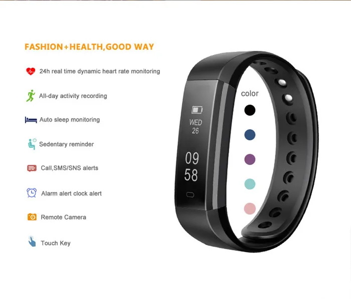 ID115 HR Wrist Band Pedometer Pulsometer Heart Rate Monitor Sleep Tracker Step Counter Smart Wristband
