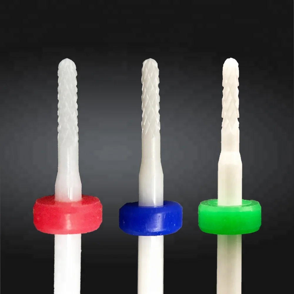 Ceramic acrylic remove nail footcare dental drill bit bur with cylinder shape round end cut