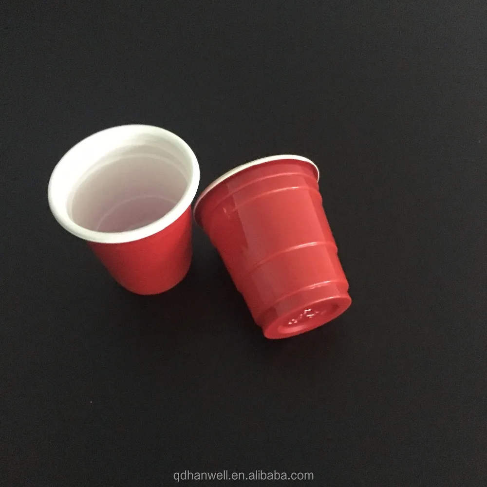 
2oz custom promotional disposable plastic red white cup 