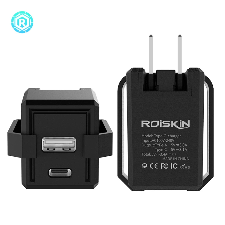 Roiskin Wholesale Mobile Phone Type C Charger Travel Adapter With Cable Organizer