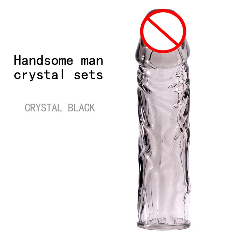 Good quality soft crystal penis sleeve condom for men sex toy