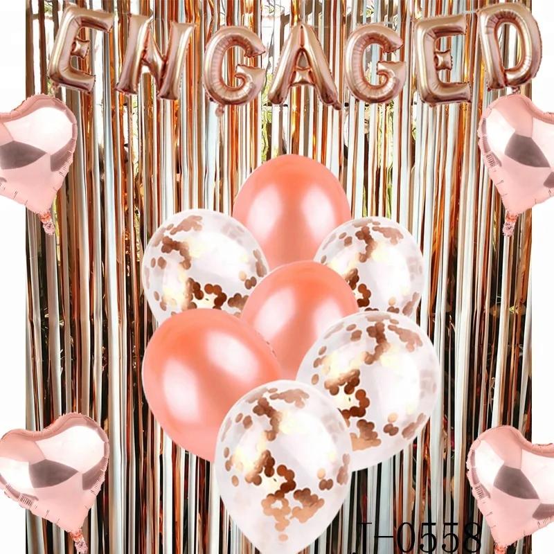 Bridal Shower Supplies Gold Engage Banner Foil Fringe Curtains Bachelorette Engagement Party Decoration