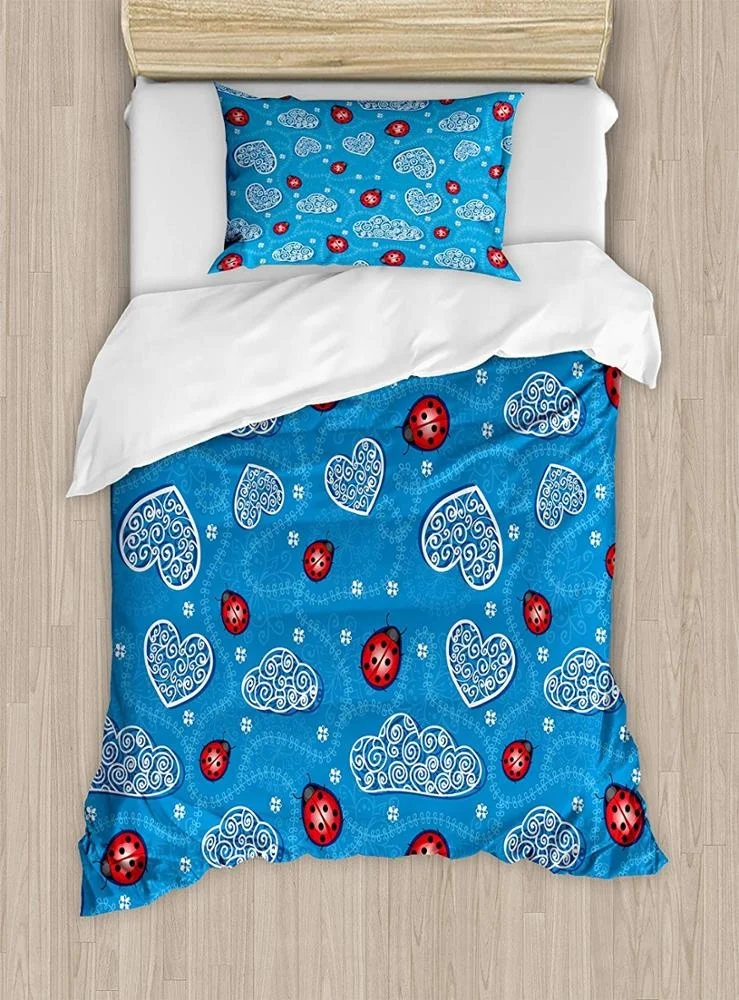 Kids cartoon 100% cotton custom 3d printed children bed sheet Twin Size, Decorative 3 Piece Bedding Set linen Duvet Cover Set