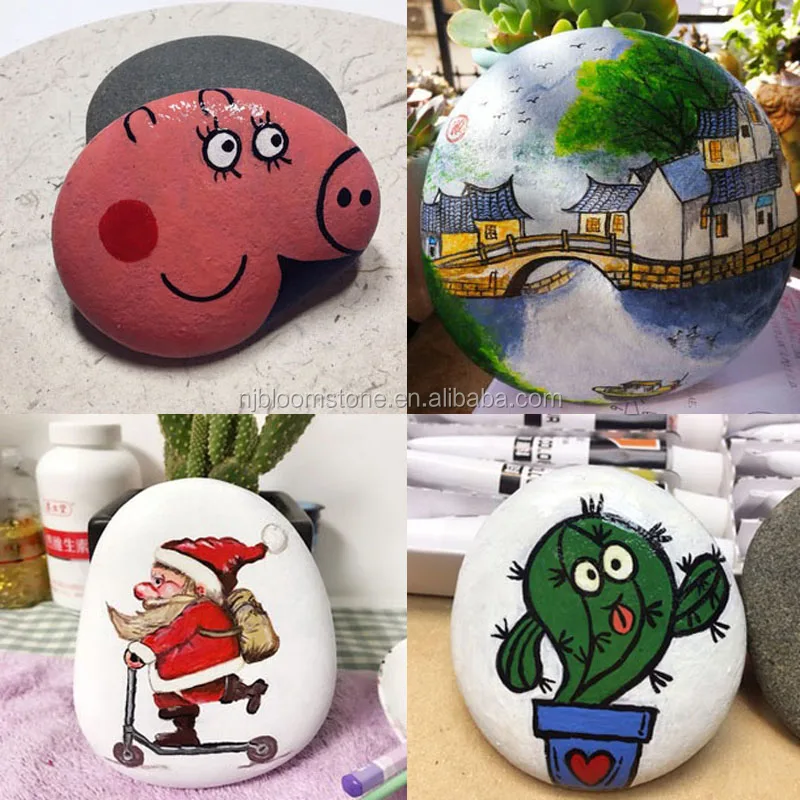 
Colored Flat Round Nature Stone DIY Painting Pebbles 