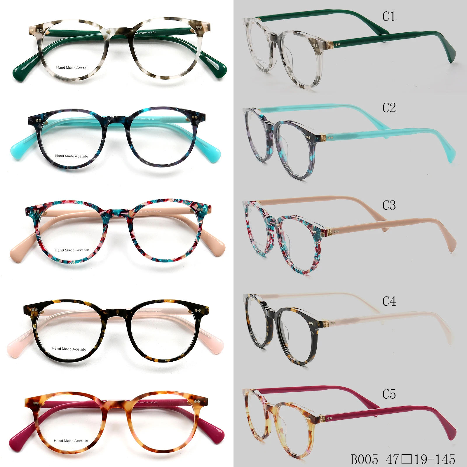 New styles ingredient stylish acetate optical eyeglasses frame popular selling B005
