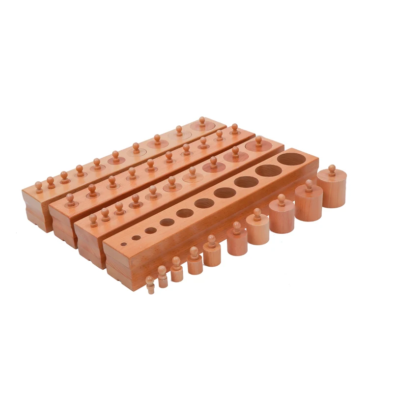 Wooden Educational Toys Montessori Teaching Toys Wood Socket Cylinder Block (Set of 4) For Toddler