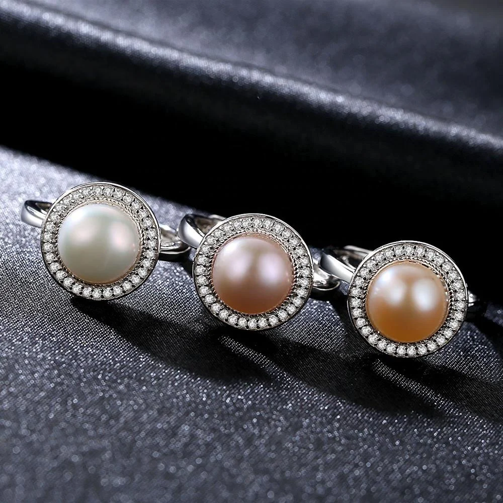 CZCITY Luxury Wedding Woman Jewelry Natural Freshwater Pearl Silver Fresh Water Jewellery Ring