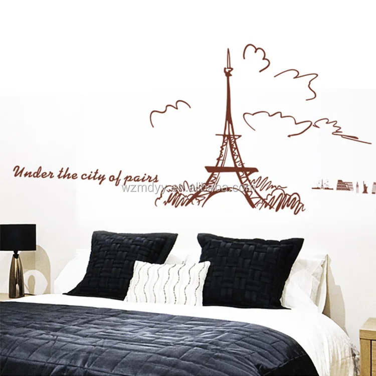 
paris eiffel tower waterproof wall sticker art decoration living wall decal 