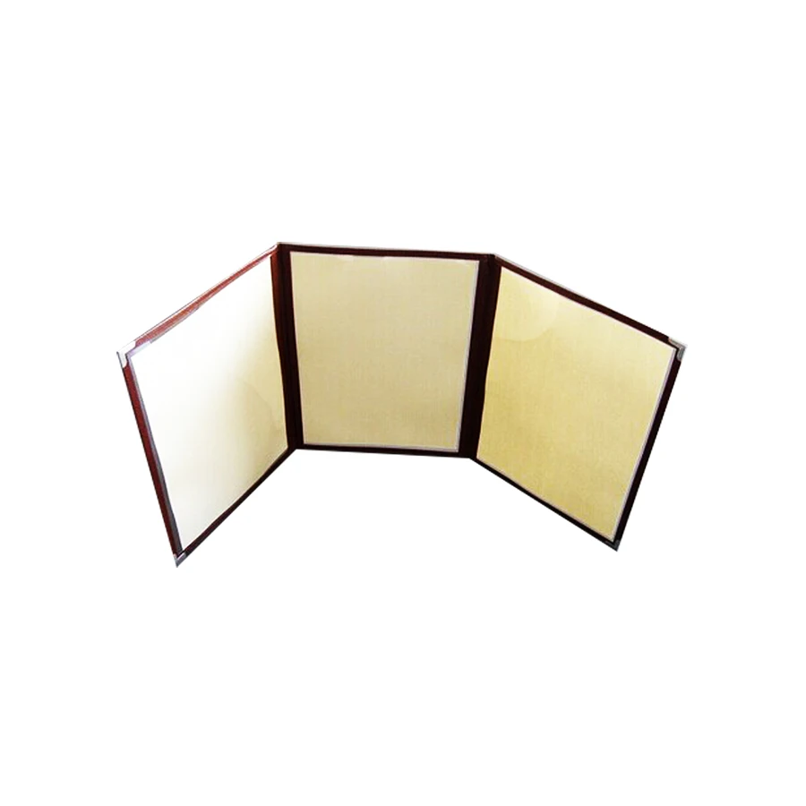 3-page Menu Covers PU leather with plastic pockets