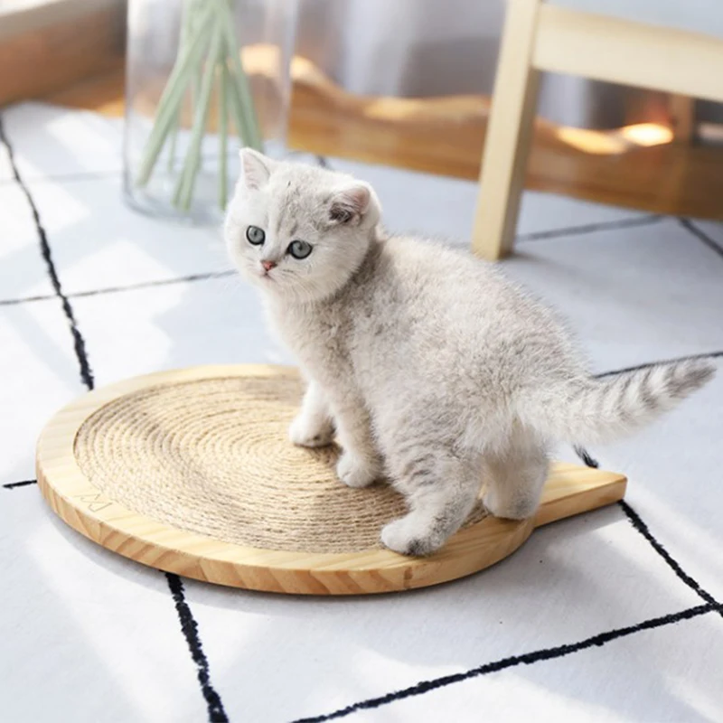 Cat Scratching Plate Claw Sisal Grasping Pad Solid Wood Wear-resistant Sofa Anti-cat Catching Toy Cat Itching Pet Supplies