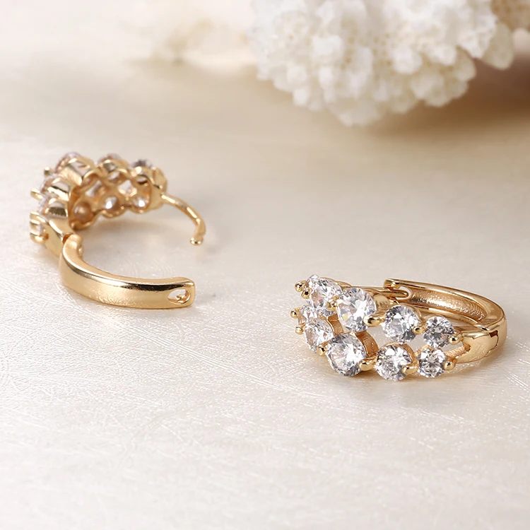 Bijouterie Wholesale Earrings Women Newest Design Fashion Round Huggice Zircon Earring,18K Gold Plated CZ Earrings for Girls