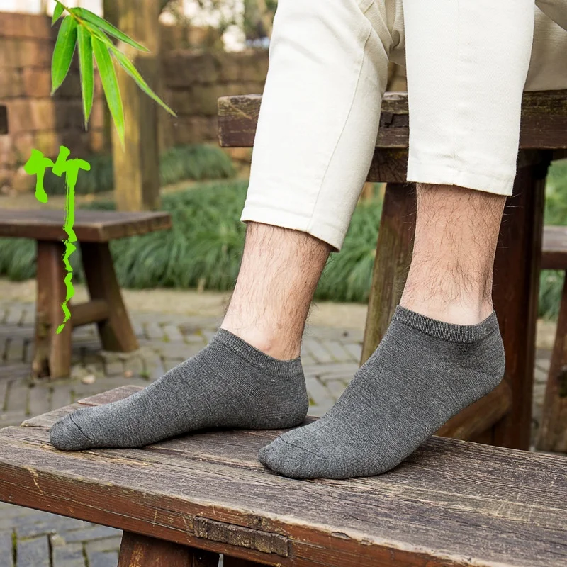 
Custom your own brand black bamboo men ankle socks for men 