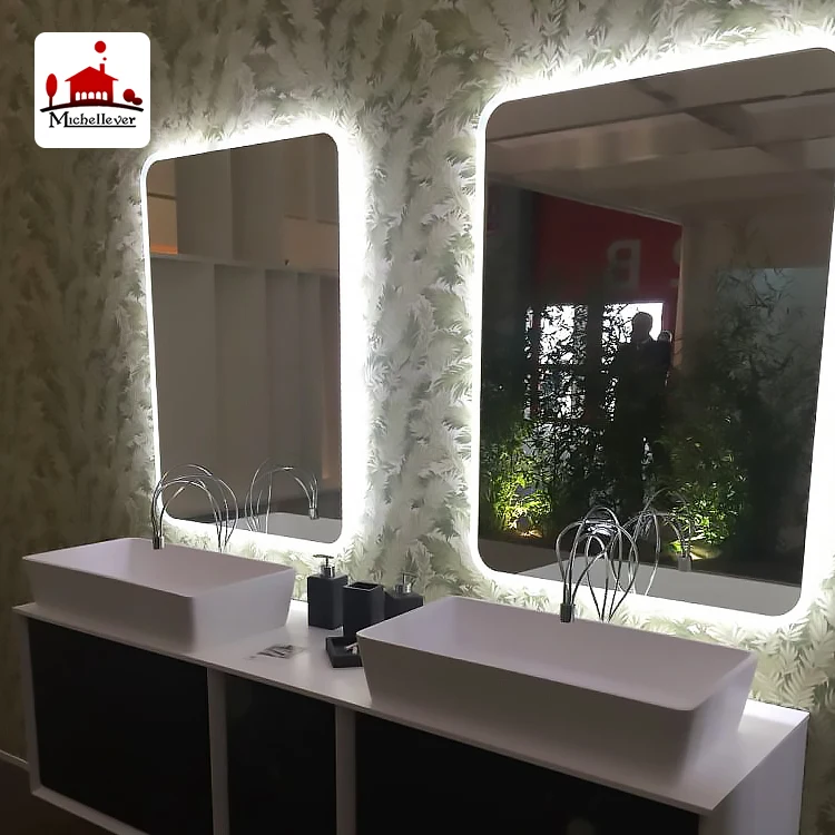 
hotel bath back lighting mirror electric frameless backlit lighted led mirror wall mounted back lit mirror for bathroom 