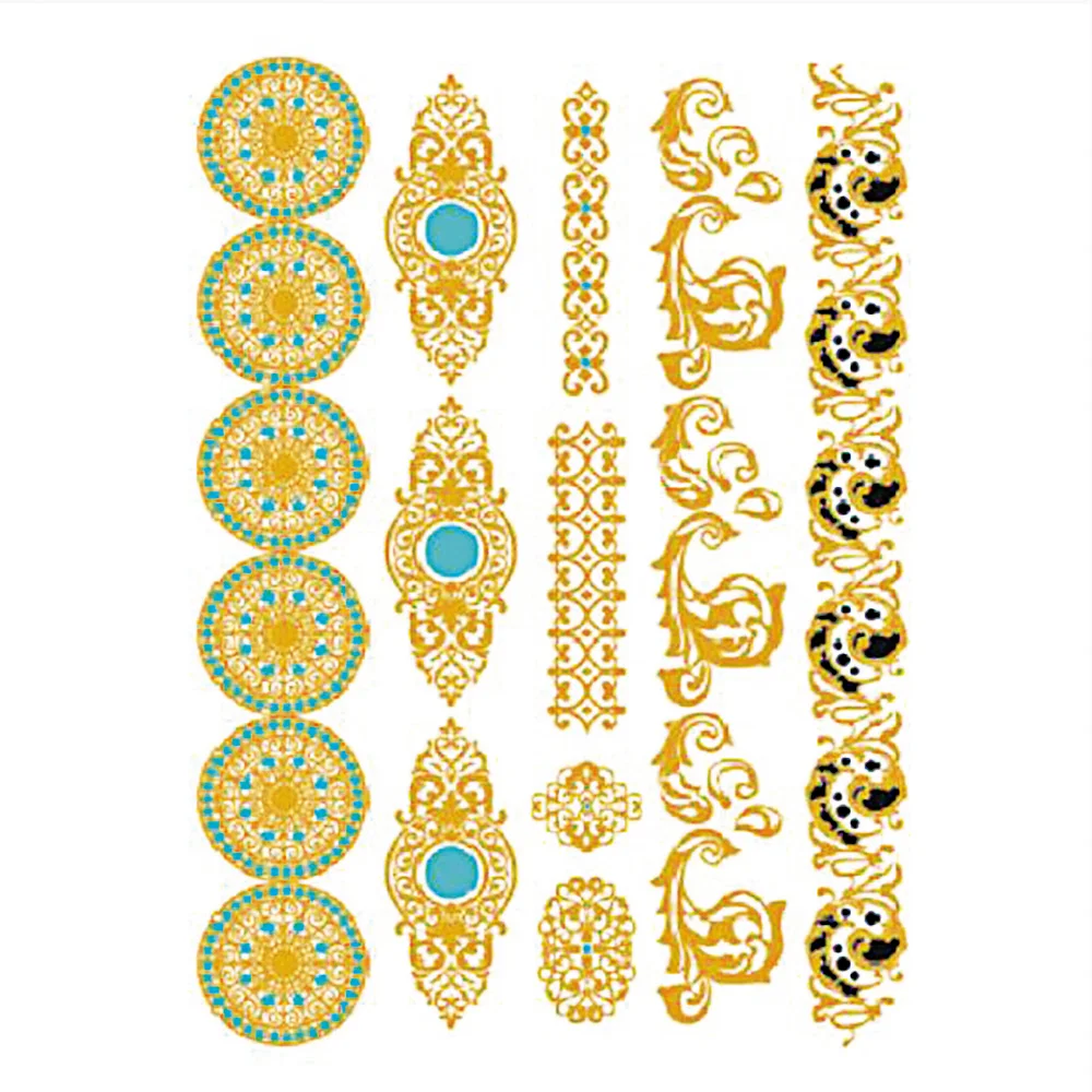 No-toxic Private Waterproof Gold Metallic Women Body Beauty Temporary Tattoo Flash Shrink Sticker  Tattoo