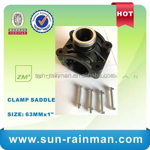 High Quality Threaded PP Saddle Clamp for PVC Pipe Fitting