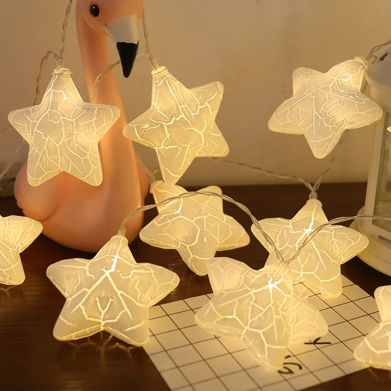 
battery operated Led Crack Star Shaped String lights for Christmas, home decoration 