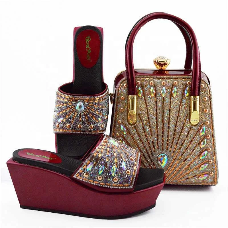 AB8578 2019 Hot Sale Perfect design high quality italian party lady shoes and bags