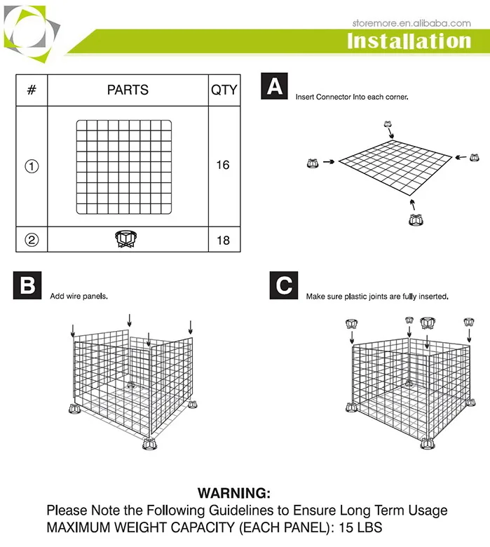 Stackable Wire Grid &Interlocking Storage 6 Cubes Shelves