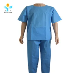 Disposable PP Nonwoven/SMS Printed Surgical Gown/ Isolation Gown Scrub Suits Pockets Medical Uniforms