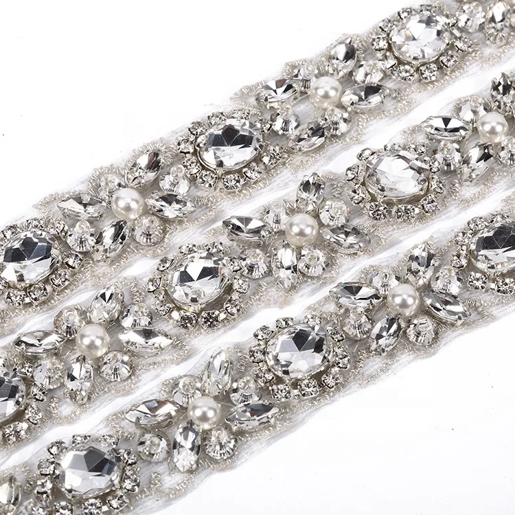 Wholesale Crystal Rhinestone Chain Trimming Bridal Sash Rhinestone Trim Applique Wedding Belt Garment Accessories RH1014