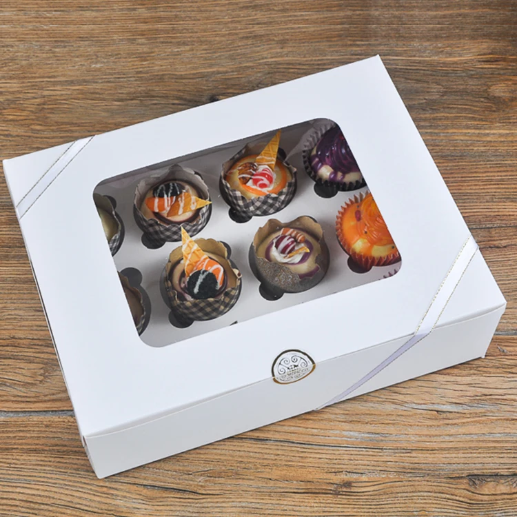 China Factory Wholesale Cheap Customized Paper Cardboard 12 Mini Cup Cake Packaging Bakery Cupcake Box