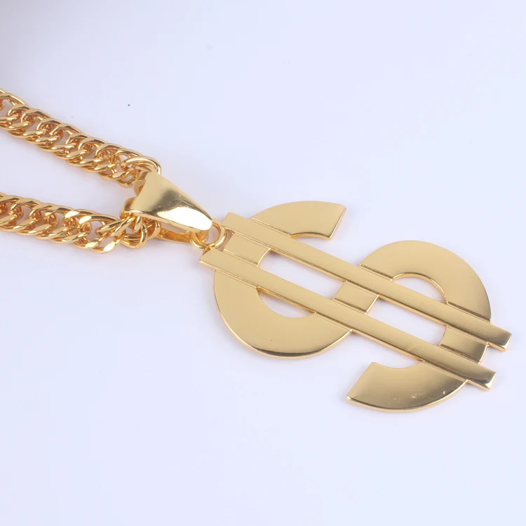 Hot Sale Long Chain Halloween Pimp Gangster Fancy Dress Bing Usd Dollar Coin Pendant Men Necklace