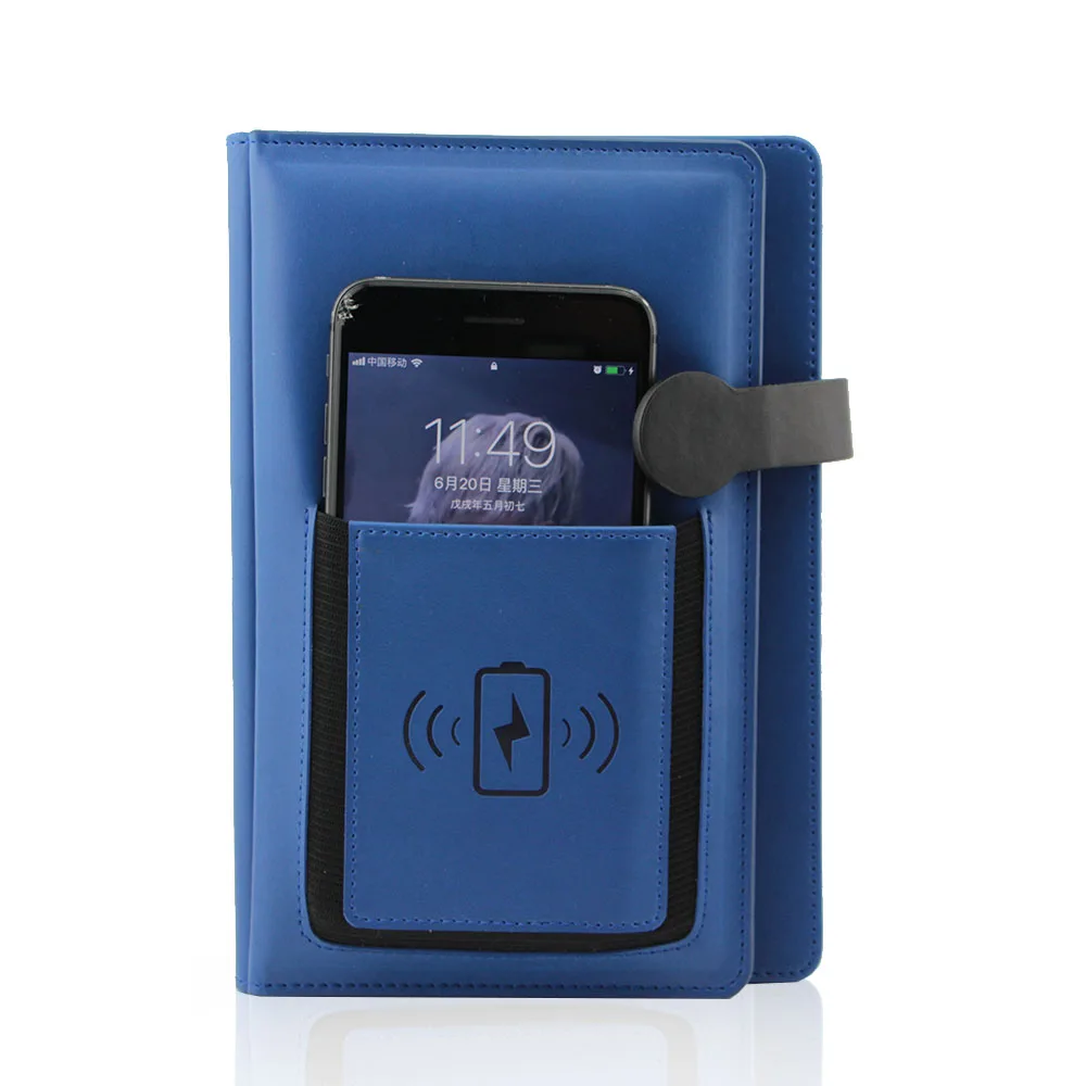 A4 A5 A6  pu powerbank notebook wholesale notebooks with power bank  planner custom diary notebook printing journal gift sets