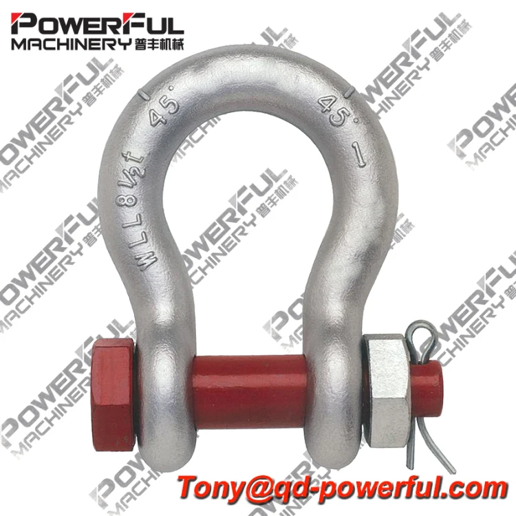 US Type G2130 Drop Forged Zinc Plated Electric Galvanized Bolt Type Safety Anchor Bow Shackle
