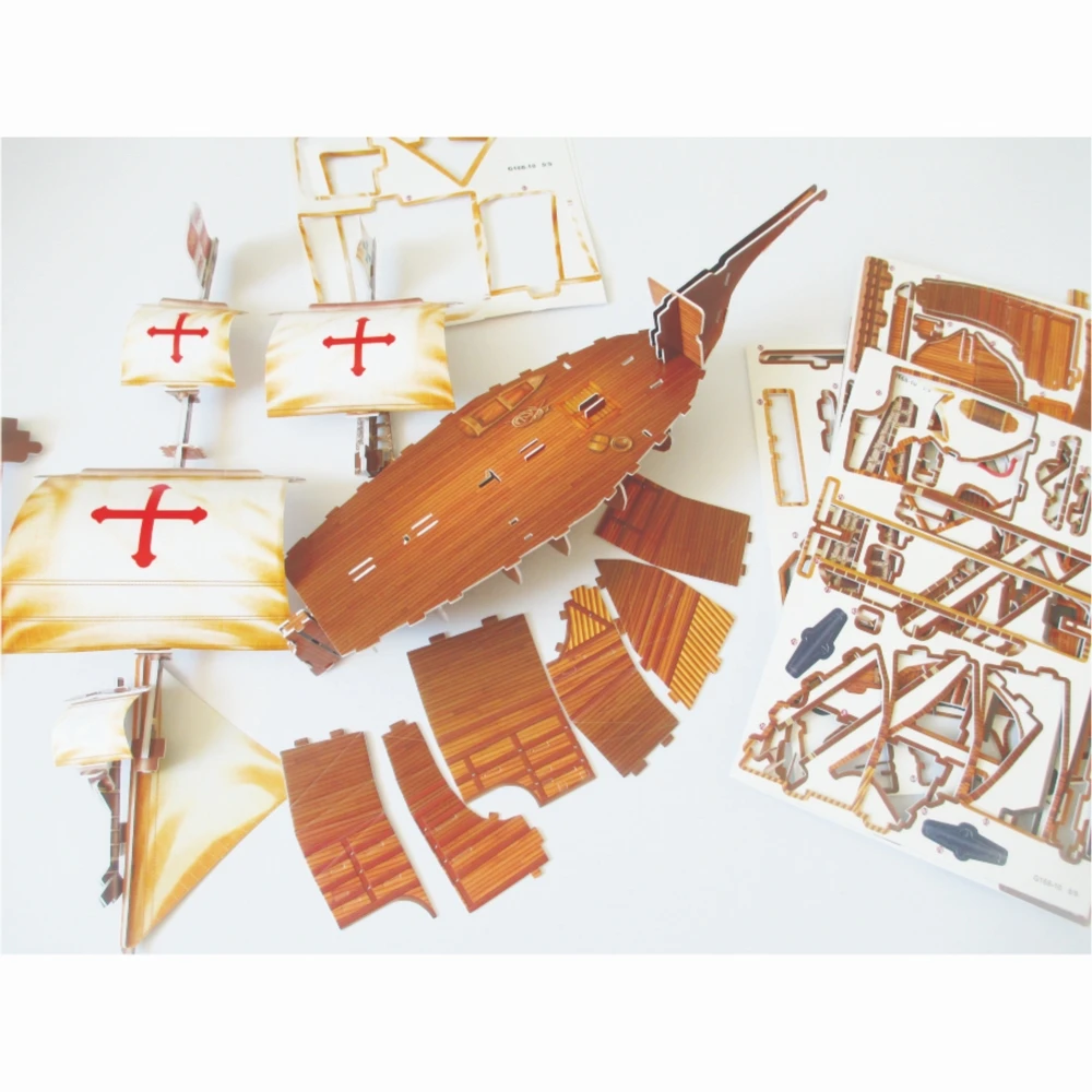 Santa Maria 3D Puzzle Pirate Ship Model with Embroidery - Pirate Ship Toy for Kids Ages 8-10