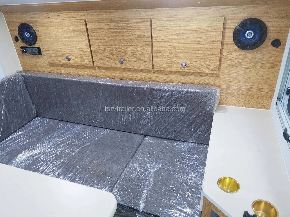 Small mini Teardrop travel trailer caravan with camping tent