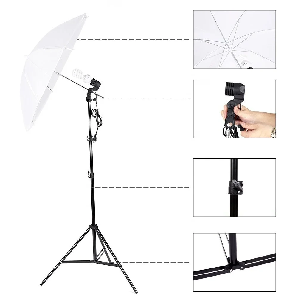 Triple 600W 5500K Photo Studio Day Light Umbrella Continuous Light Kit With Carrying Case, Professional Light for Studio