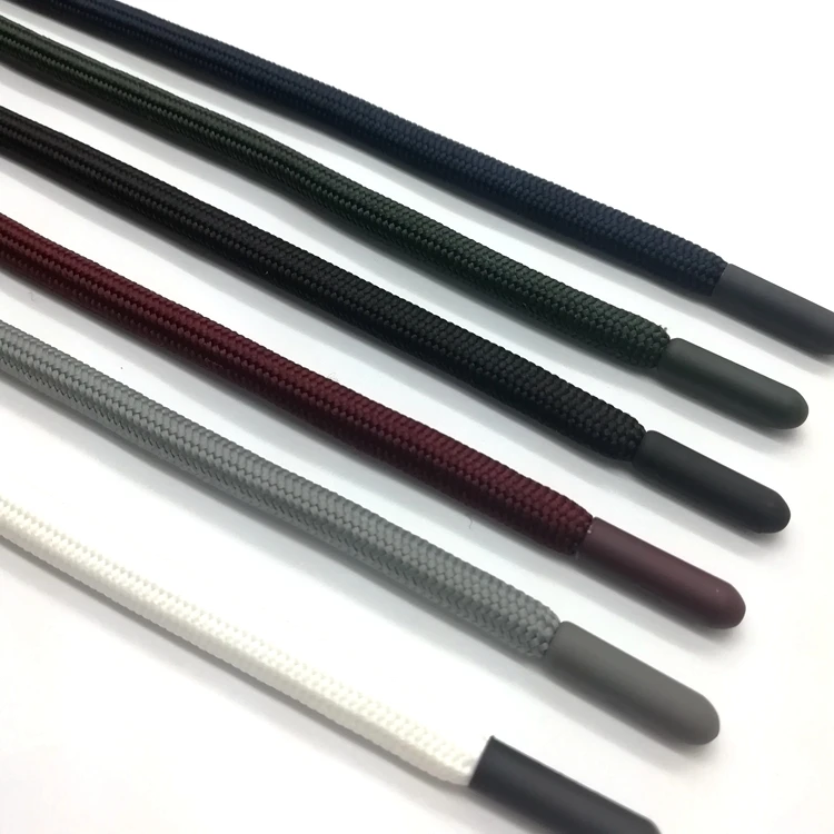 OEM decorative drawcord rubber coated tips drawstring cords