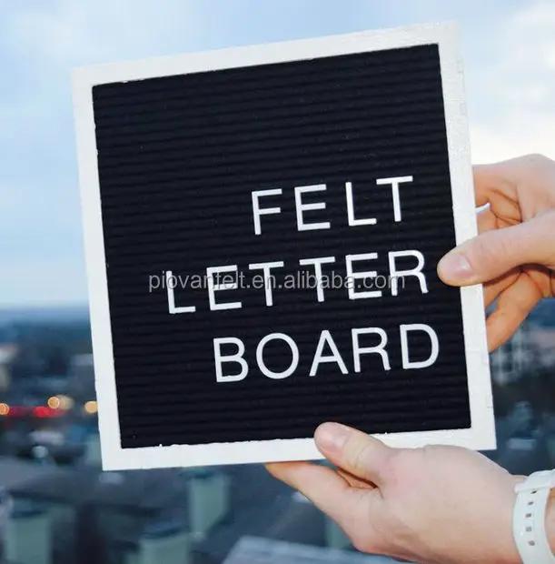 10 x 10 inches Oak Frame Black Slotted Felt Letter board