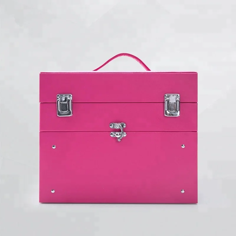 Professional Nail Case Box Leather Portable  Nail Polish Travel Case For Nail Beauty With Drawer