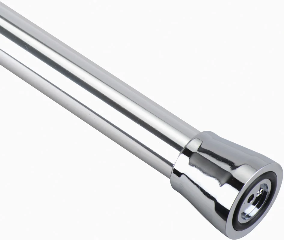 Flat extendable aluminum with chrome color one way shower curtain rod in good quality