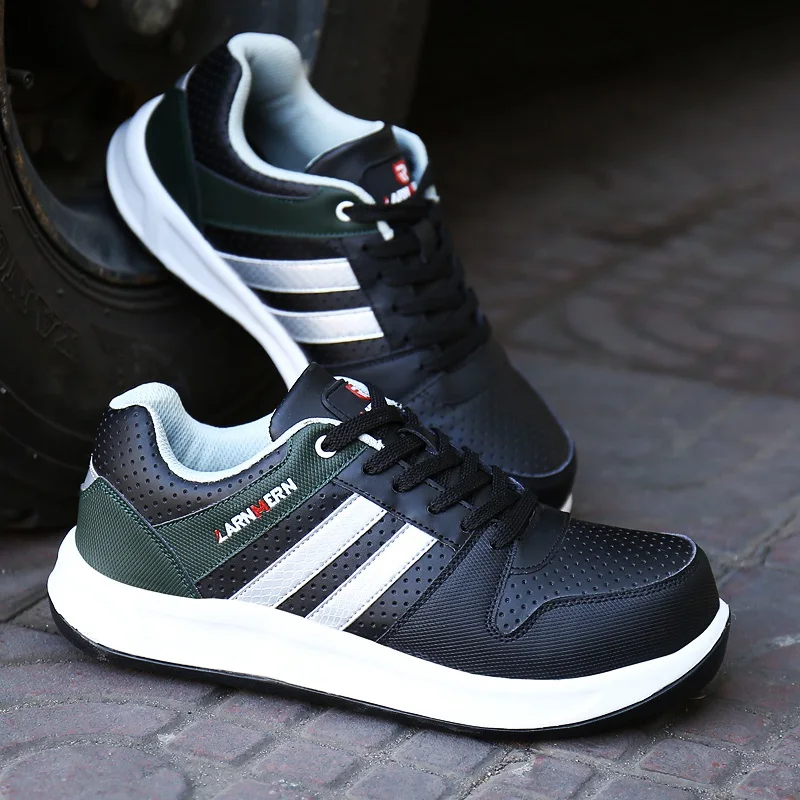 Кроссовки LARNMERN мужские со стальным носком, Рабочая защитная обувь, дышащая уличная защитная обувь для мужчин, строительные Сникеры, защита от проколов