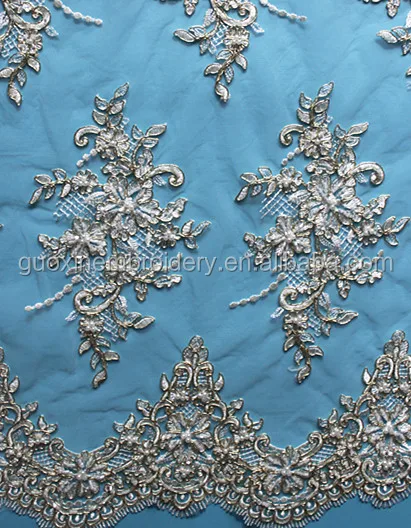 2021 fashion elegant gold thread lace with beaded