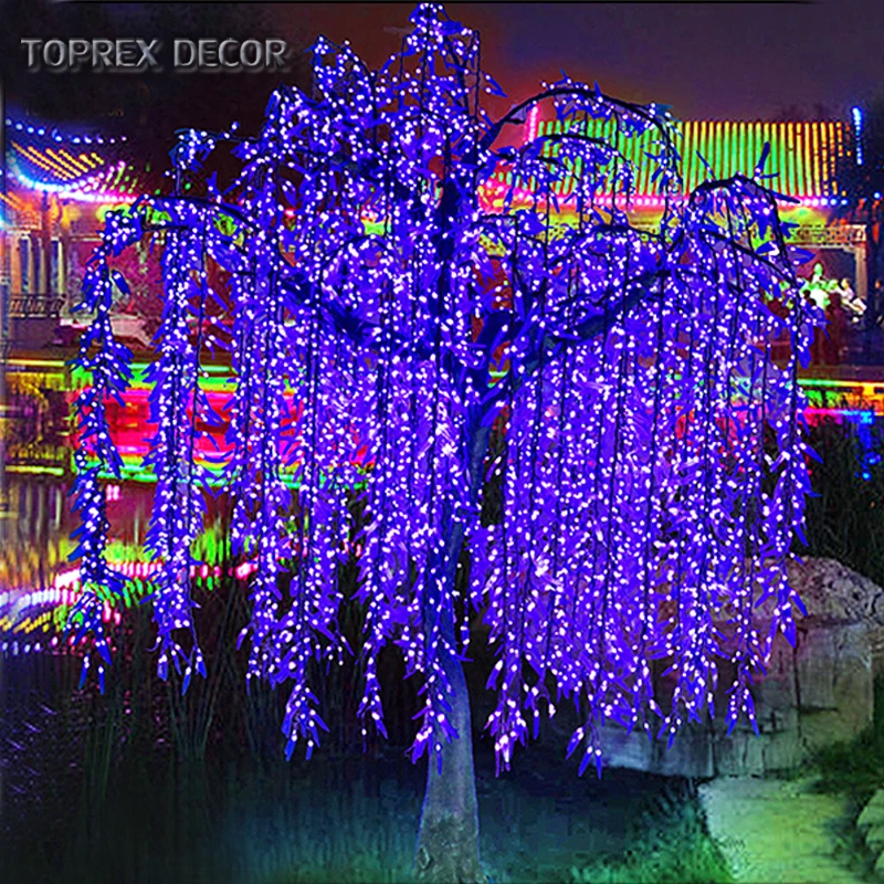 Outdoor decoration IP65 waterproof artificial led lighted weeping willow tree
