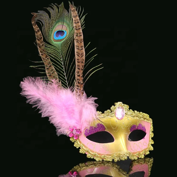 M-KQ Colorful Masquerade Peacock Feather Mask