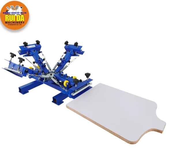 NS401-MR 4 color 1 station Manual rotary carousel offset screen printing press machine with micro-registration