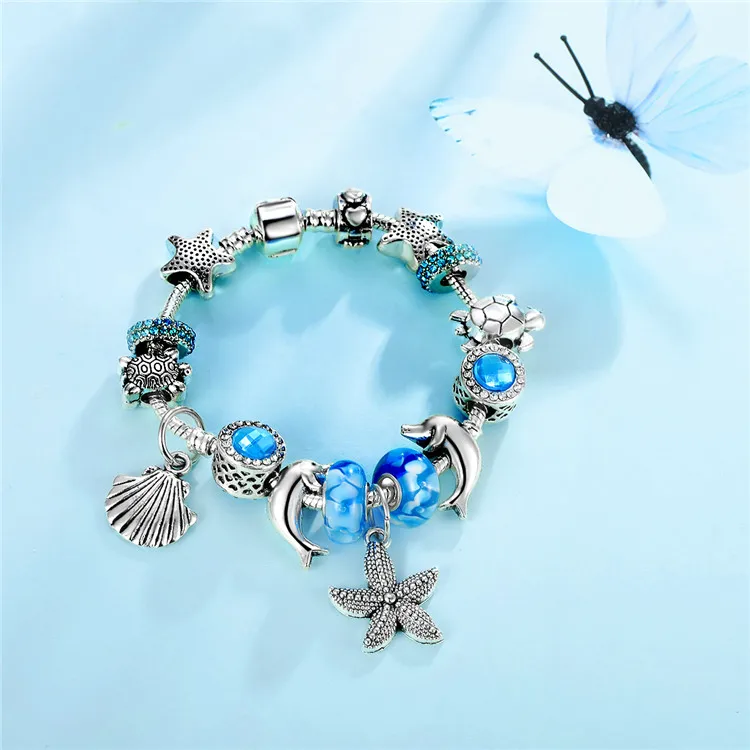 Qings Smart Ocean Charm Bracelet 925 Silver Plated Fashion Bracelet