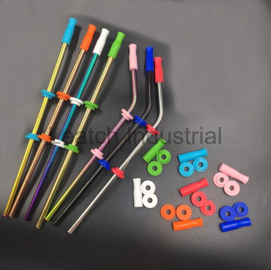 Leatchliving Stainless steel drinking metal straws with silicone tips and silencers